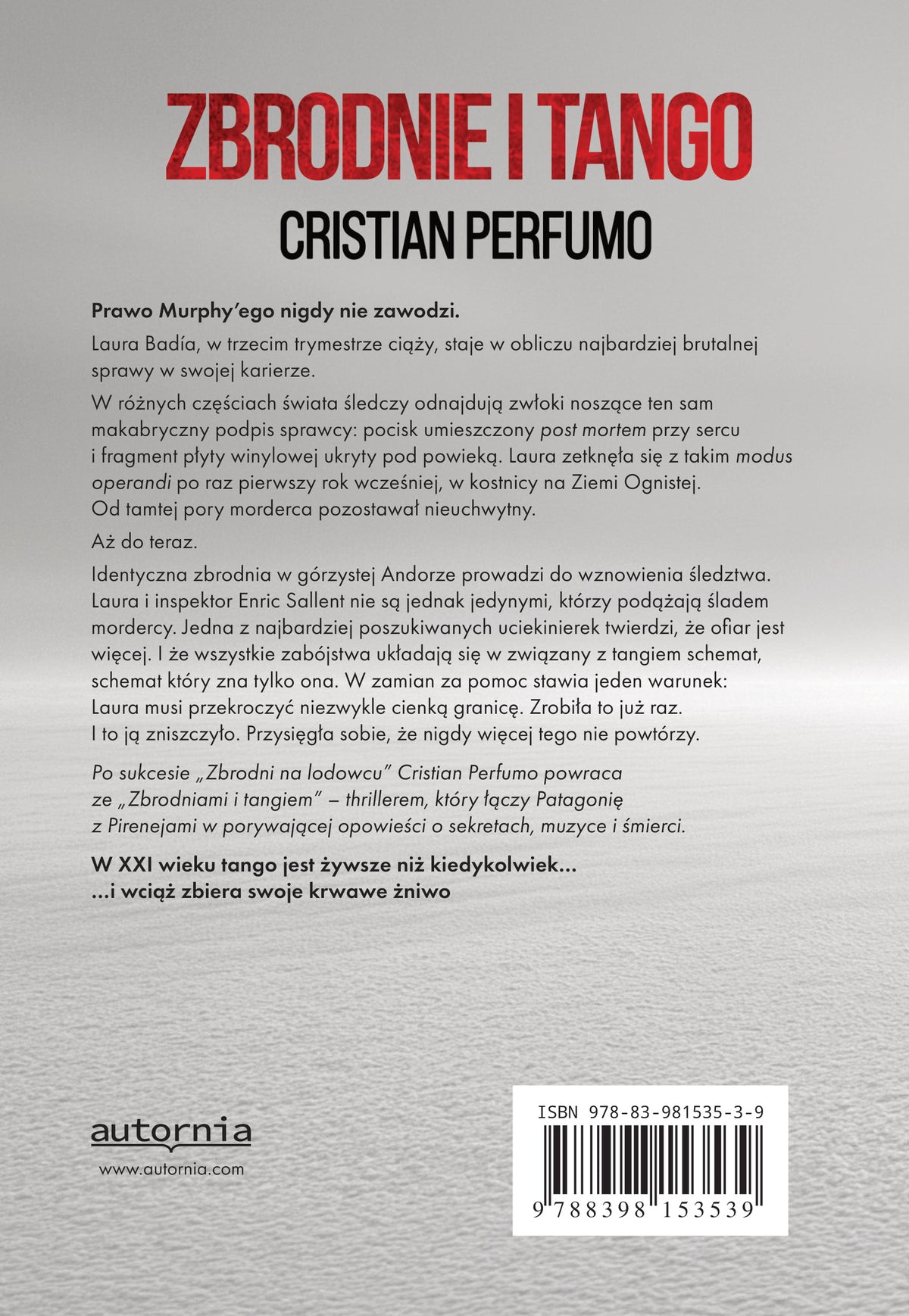 Zbrodnie i tango – Cristian Perfumo, okładka tył